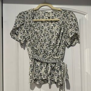 Max Studio short sleeve mock wrap blouse